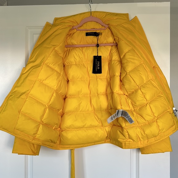 NWT Polo Ralph Lauren women’s belted down-filled yellow jacket Size XS - Picture 8 of 16